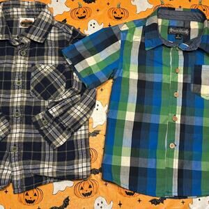 Plaid flannel toddler boy button up shirt bundle size 4T 5T